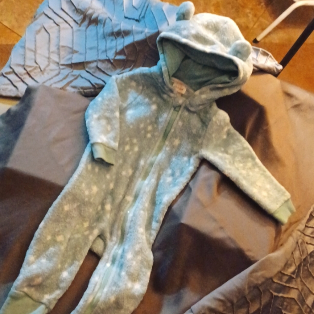 Baby Cat & Jack, Bear Hooded Romper,  Baby light Teal , 12mth